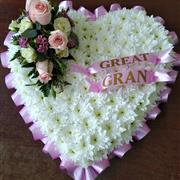 Massed Heart with ribbon sash 