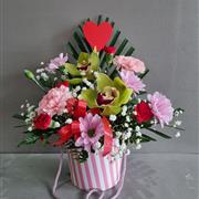 Orchid stripe pot arrangement 